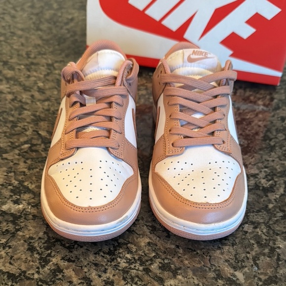 Nike Dunk Low Sneakers in White and Rose Whisper EUC 7 - Picture 3 of 14